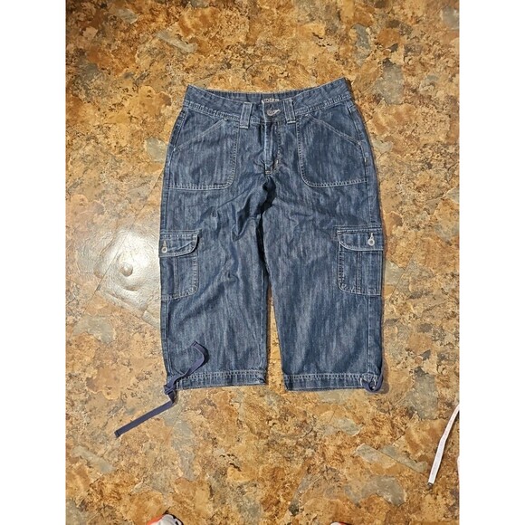 Riders by Lee 13159E7 Womens Dk Wash Blue‎ Cargo Denim Capri Jeans SZ 6M (A272) - Picture 6 of 8